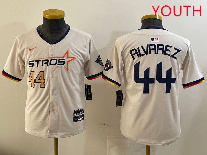 Youth Houston Astros #44 Alvarez Cream Three generations Joint Name 2025 Nike MLB Jersey style 4112->youth mlb jersey->Youth Jersey